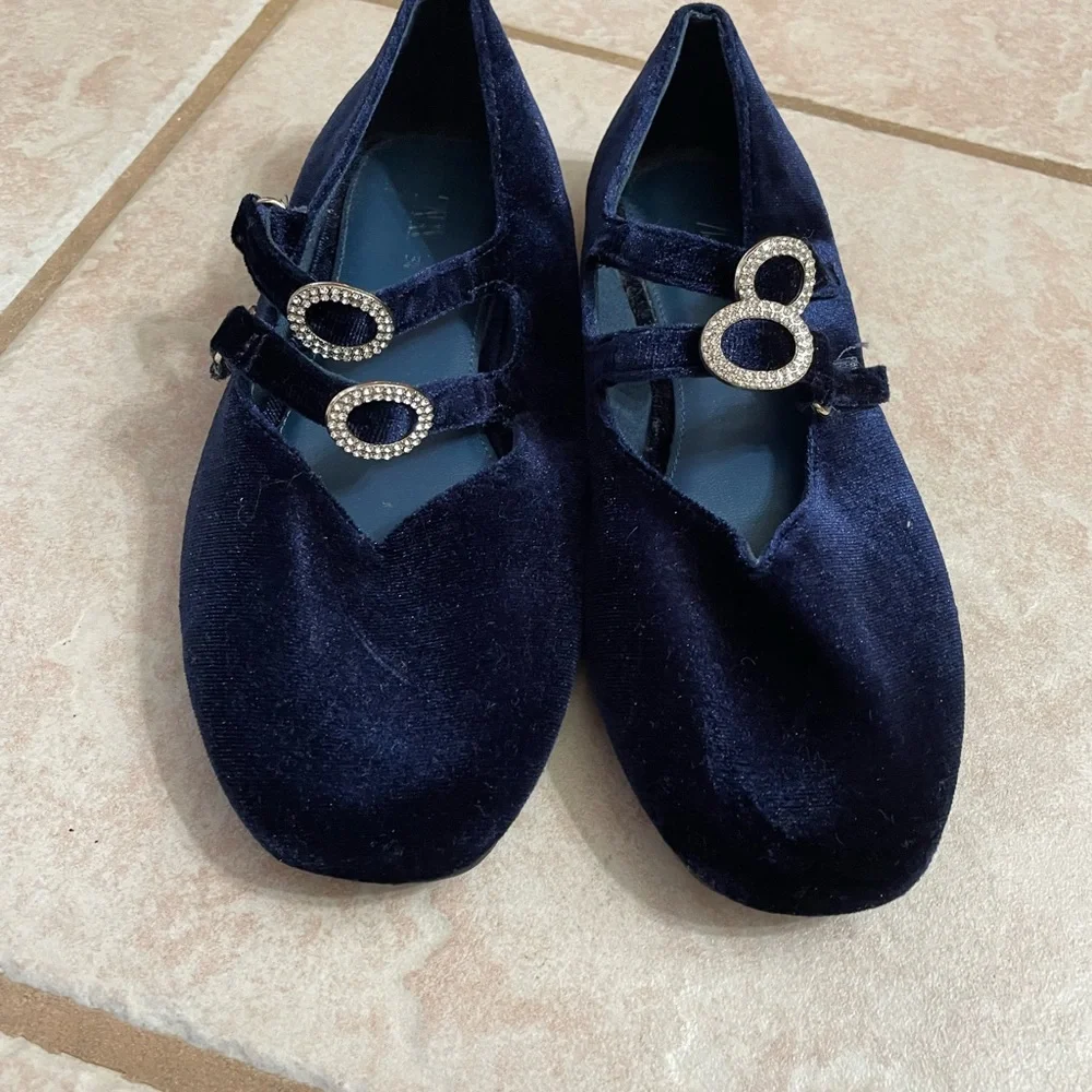 Zara girls Girls Blue Velvet Flats